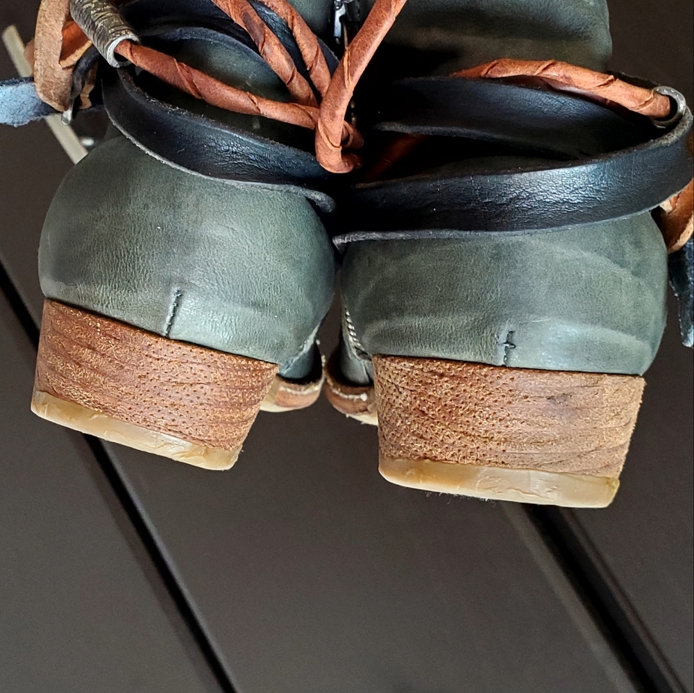 A.S. 98 Green Leather Ankle Strappy Accent Rugged Boot, Wm EU 40, US 9-9.5, - Picture 6 of 16